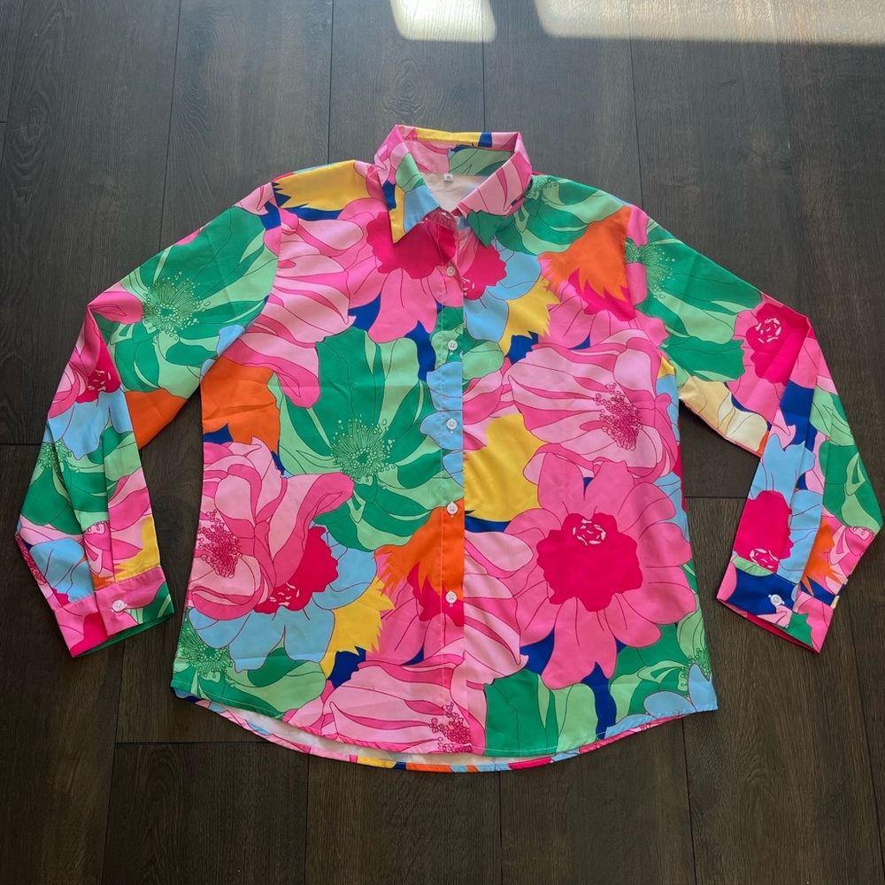 Nwot Floral Button Down Shirt